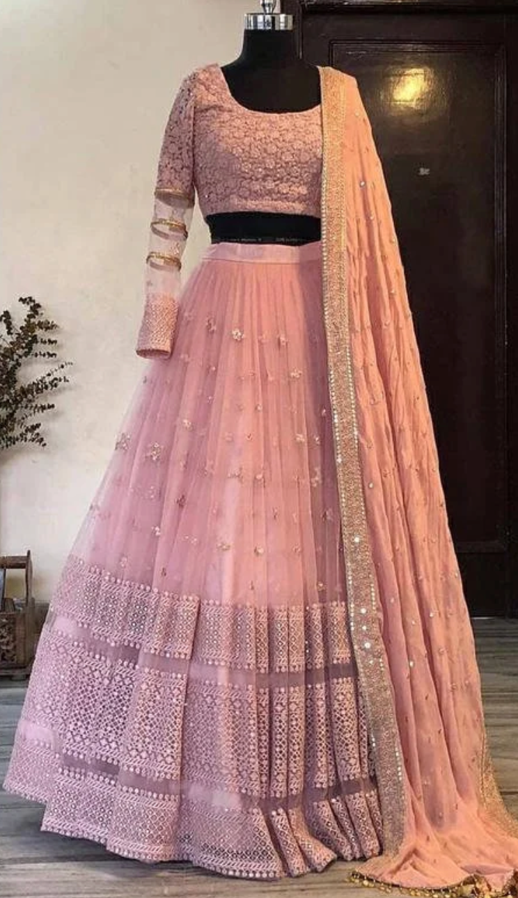 Designer Girly Pink Sequin lehenga ...